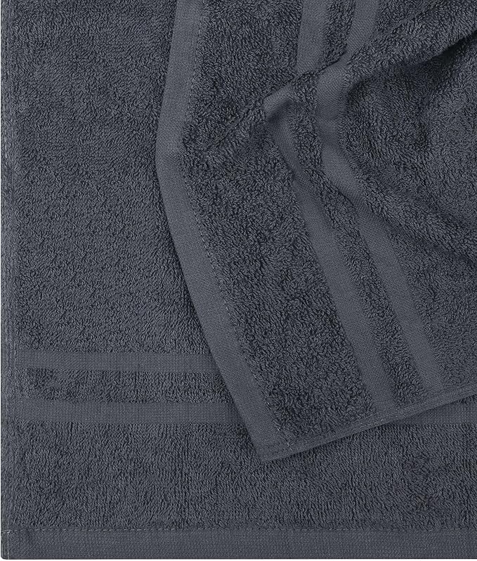 Utopia Towels Cotton Bleach Proof Salon Towel 16 by 27 inches, Bleach Safe Gym 100% Cotton Hand Towel, 24 Pack, Dark Grey