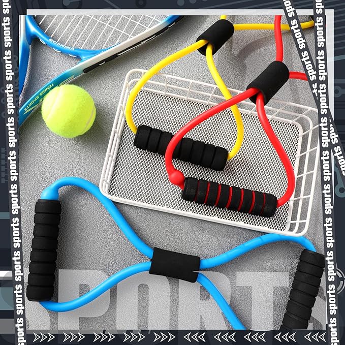 Skylety Figure 8 Fitness Resistance Bands with Handles Set of 5 Exercise Bands for Women Men Rope 8 Word Elastic for Arm and Shoulder Stretch Yoga Gym Fitness Muscle Training Chest Expander