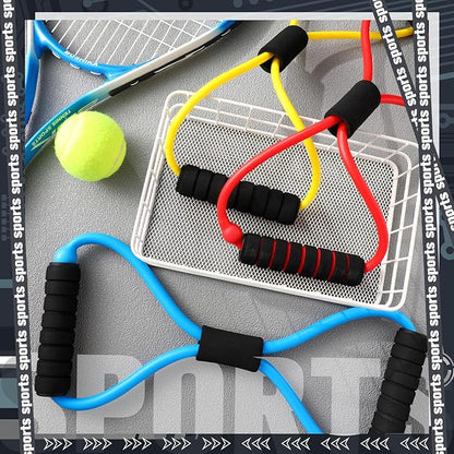 Skylety Figure 8 Fitness Resistance Bands with Handles Set of 5 Exercise Bands for Women Men Rope 8 Word Elastic for Arm and Shoulder Stretch Yoga Gym Fitness Muscle Training Chest Expander