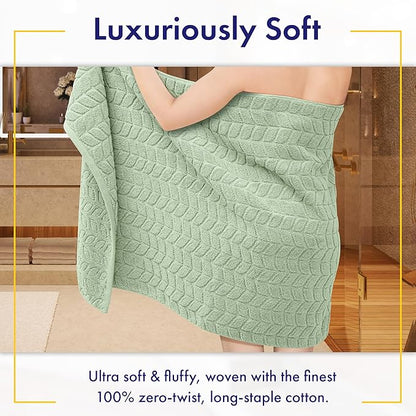 Ultra Soft & Stylish 700 GSM Luxury Bath Towels - 100% Zero-Twist, Long-Staple Cotton - Remarkably Absorbent & Quick Drying - 6 Piece Towel Set (Eucalyptus Green)