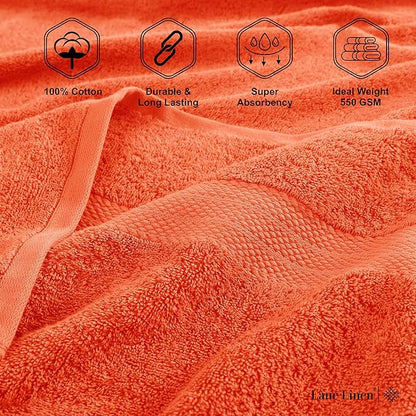 LANE LINEN 100% Cotton 4 Pack Bath Sheets Set (35"x66") - Ring Spun Cotton Extra Large Bath Towels Set - Quick Dry, Soft & Absorbent Oversized Towel Sets - Holds Well After Washing - Tiger Lily