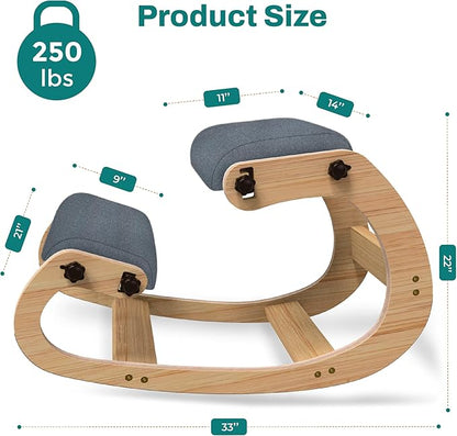 Ergonomic Kneeling Chair with Adjustable Seats - Knee Chair for Posture Correction & Kneel Rocking Stool for Desk - Back Pain Relief and Support for Home and Office - 5 Years Brand Warranty