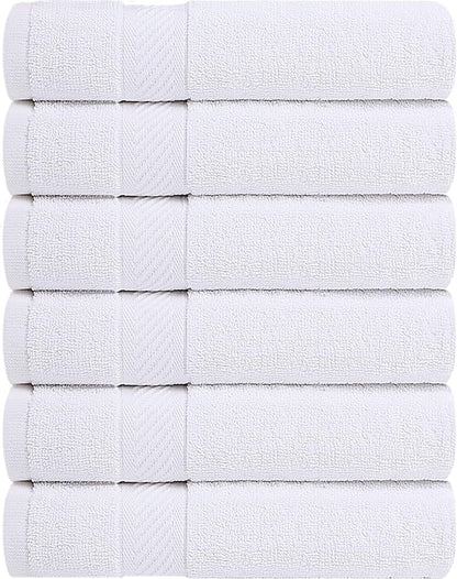 Utopia Towels 6 Pack Bath Towel Set (27 x 54 Inches), 500 GSM 100% Ring Spun Cotton Medium Lightweight and Highly Absorbent Quick Drying, Premium Towels for Hotel, Spa and Bathroom (White)