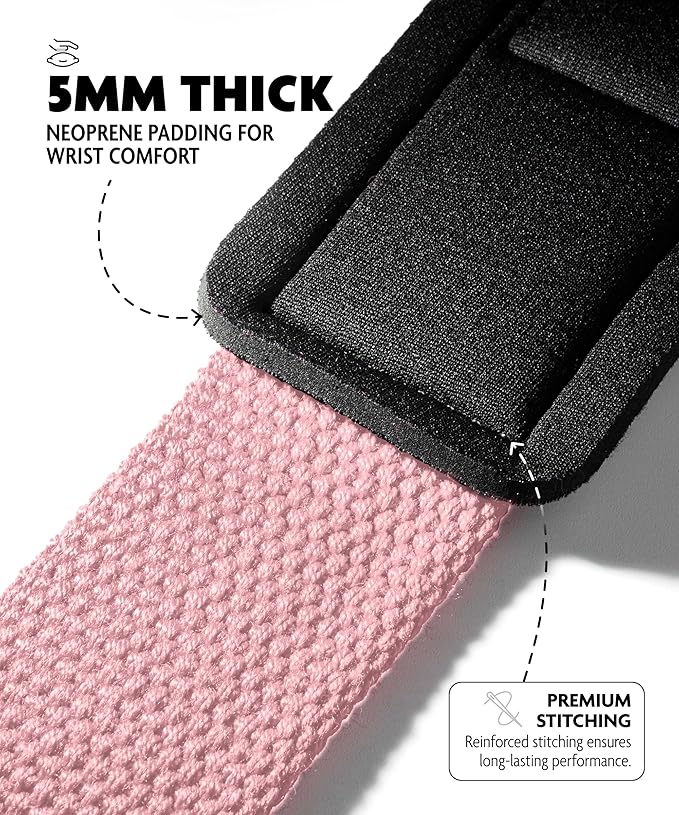 DMoose Fitness Lifting Straps 24" (Pair) - 5mm Padded Durable Wrist Straps for Weightlifting & Powerlifting - Cotton Lifting Strap with Silicone Grip for Men & Women - Deadlift Strap for Gym Workout