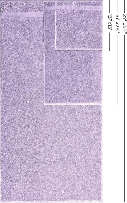 American Veteran Towel, 100% Cotton Turkish 6 Piece Towel Set, Luxury Towels Set of 6 for Bathroom Essentials, 2 Bath Towel 2 Hand Towel 2 Washcloth, Lilac