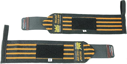 Grip Power Pads Wrist Wraps 2 Wraps for Weight Lifting Wrist Support Cotton Wraps Gym Bandage Straps for Men & Women Premium Quality & PRO Rubber