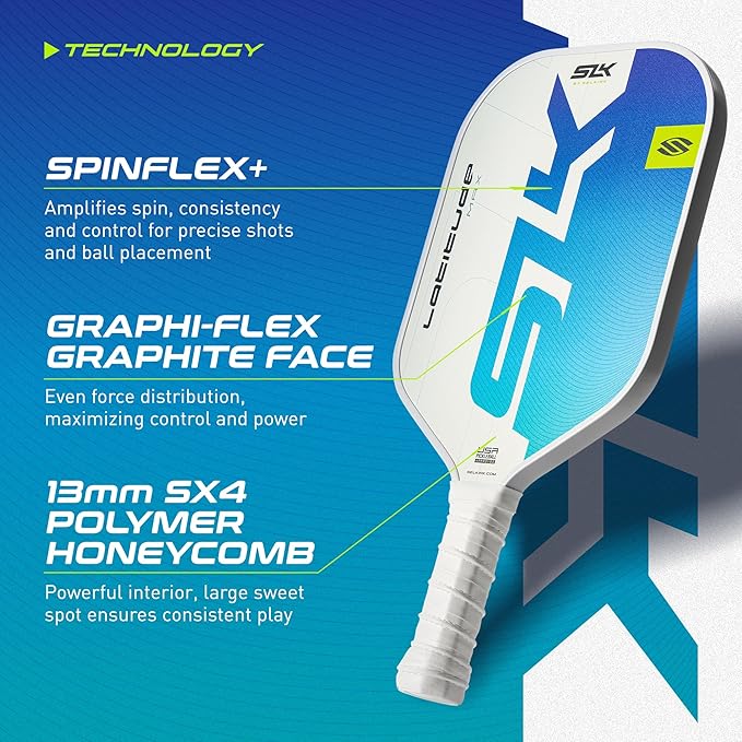SLK Latitude 2.0 Pickleball Paddle | G4 Graphite Pickleball Paddle Face | Rev-Core+ Technology with SpinFlex Surface | Redesigned for Performance and Control