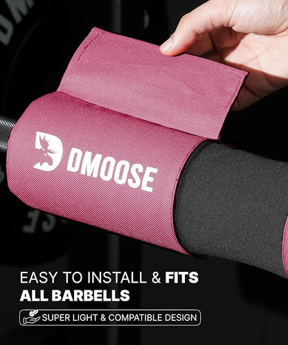DMoose Fitness Barbell Pad for Hip Thrust, Squat & Lunges - Non-Slip Thick Foam Cushion for Neck and Back Support with Two Straps - Hip Thrust Pad for Leg Day - Fits All Olympic Bars and Smith Machine