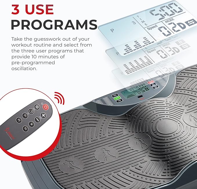 Sunny Health & Fitness Fitboard Vibration Platform Exercise Machine with Multiple Speed Settings and Vibration Modes for Multipurpose Workouts