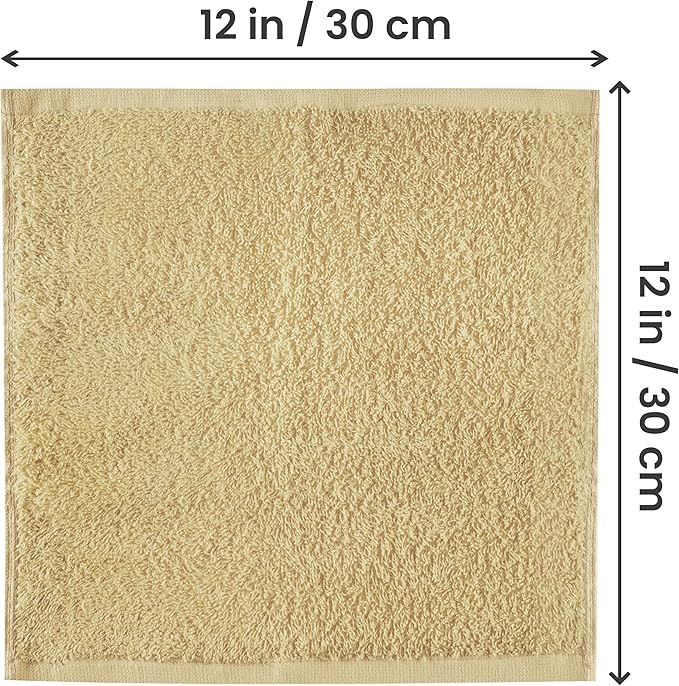 Utopia Towels 24 Pack Cotton Washcloths Set, 100% Ring Spun Cotton, Premium Quality Flannel Face Cloths, Highly Absorbent and Soft Feel Fingertip Towels, Beige