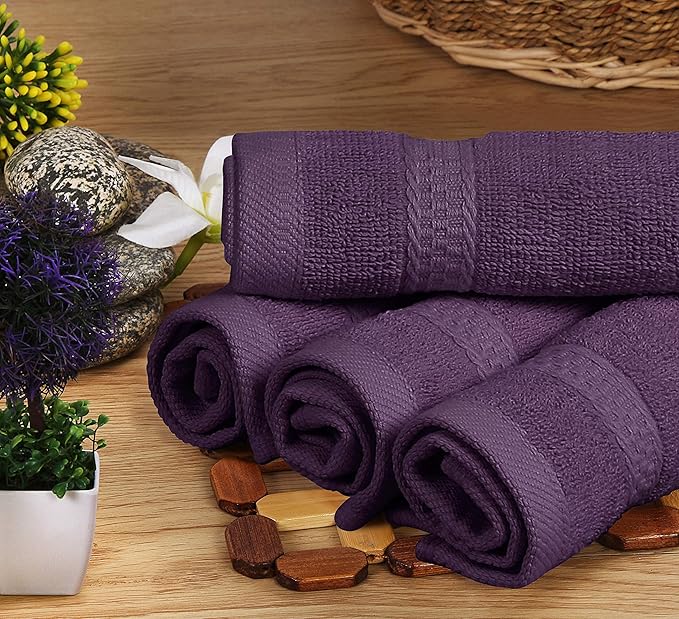 Utopia Towels 8 Piece Premium Towel Set, 2 Bath, 2 Hand, and 4 Wash Cloths, 600 GSM 100% Ring Spun Cotton, Highly Absorbent Towels for Bathroom, Gym, Hotel, and Spa, Plum