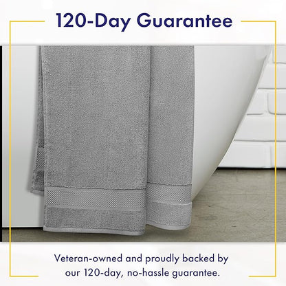 100% Organic Zero-Twist Cotton Towels - GOTS Certified Luxury Bath Towels - Ultra Soft & Plush 700GSM Long-Staple Cotton - 6 Piece Towel Set (Pewter Grey)