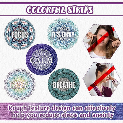 Crtiin 50 Pieces Anxiety Sensory Stickers for Anxiety Relief Items Mental Health Stickers Fidget Textured Strips for Office Desk Relieve Adult Stress