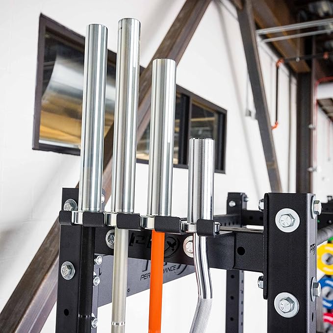PRx Performance 3x3 Squat Rack Mounted Barbell Storage - 1 or 4 Bar Hanger (4 Bar Storage)