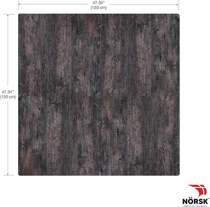 Décor by NÖRSK Reversible Interlocking Faux Wood Foam Floor Tiles, 24 X 24 X .47", 4-Pack, 16 Square Feet, Dark Walnut/Black