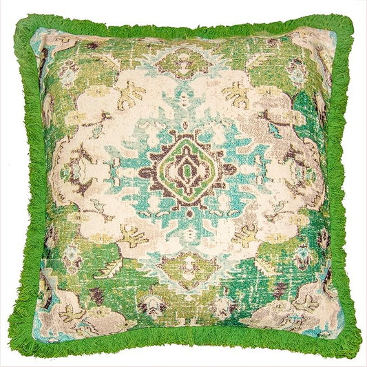 Mandala Life ART Meditation Pillow Cover with Fringe- 26 inches - Cotton - Square Floor Cushion - Kids Room Decor - Bohemian Accent - Boho Zafu Pouf