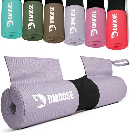 DMoose Fitness Barbell Pad for Hip Thrust, Squat & Lunges - Non-Slip Thick Foam Cushion for Neck and Back Support with Two Straps - Hip Thrust Pad for Leg Day - Fits All Olympic Bars and Smith Machine