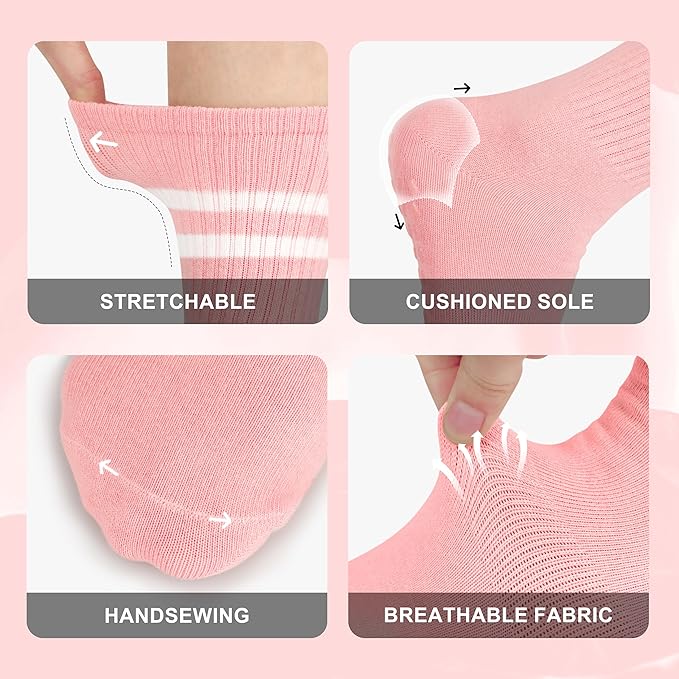 Pilates Socks with Grips for Yoga, Barefoot, Ballet, Barre, Hospital Non Slip Anti Skid Socks for Women and Men