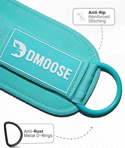 DMoose Fitness Ankle Straps for Cable Machines - One Size Fit with Premium Padding, Glute Kickback Ankle Strap for Women & Men, Cable Attachments for Gym, Booty Workouts, Leg Extension & Hip Abductors