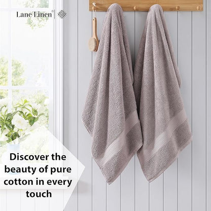 LANE LINEN 100% Cotton Bath Sheets Set of 4 (35"x66") - Ring Spun Cotton Extra Large Bath Towels Sets - Quick Dry, Soft & Absorbent Oversized Grey Towels Set - Pre Shrunk, Fade Resistant - Platinum