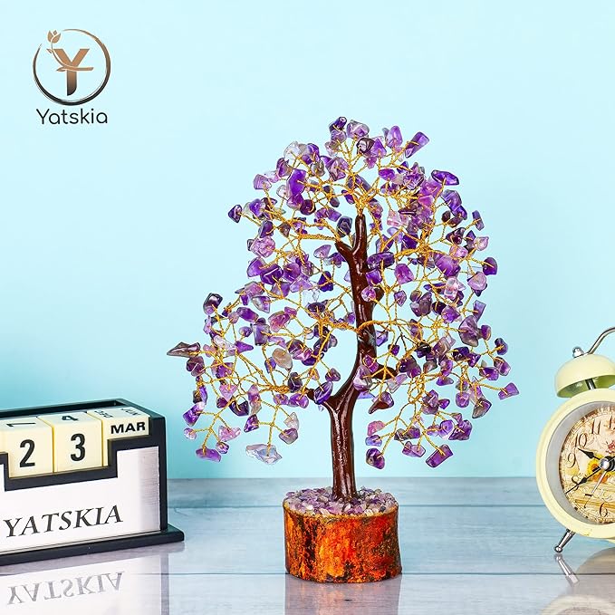 Amethyst Crystal Tree - Bonsai Trees, Balancing Tree, Crystal Gifts for Women, Crystal Tree for Positive Energy, Crytals and Gemstones, Good Luck Home Decor Tree of Life Seven Chakra Healing Stones