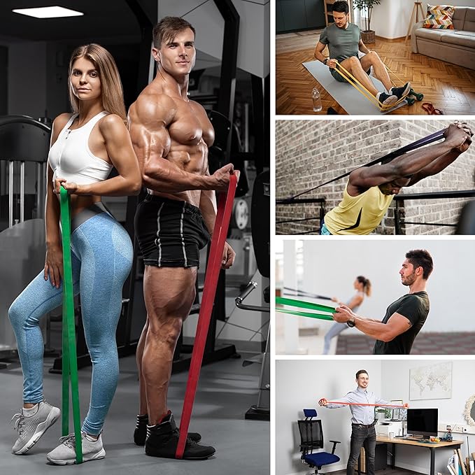 Resistance Bands for Working Out, Long Exercise Bands, Workout Bands, Pull Up Training Bands for Body Stretching, Physical Therapy Muscle Training for Men & Women, 8-Piece Set