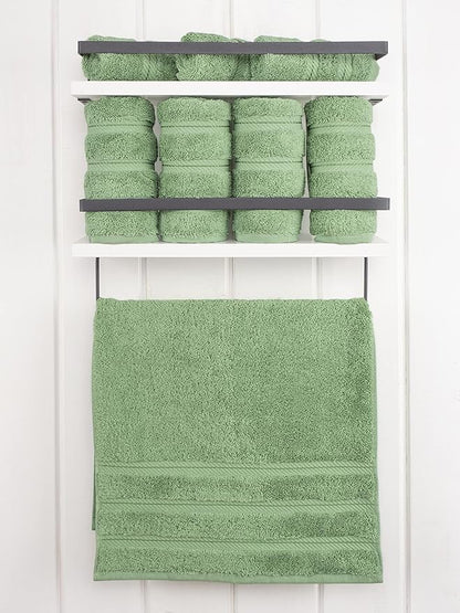 American Soft Linen Luxury Hand Towels for Bathroom, 600 GSM 100% Cotton Turkish 4 Piece Hand Towel Set, 600 GSM Hand Face Towels for Kitchen, Sage Green Hand Towels