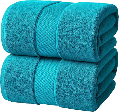 Infinitee Xclusives– Luxury Bath Sheets Towels – 2 Pack 600 GSM (35X70 Inches)– 100% Ring Spun Cotton Large Bath Towels for Bathroom (Serene Teal, Bath Sheet Pack of 2)