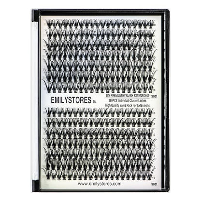 Lashes Extension Kit DIY 280pcs Lash Clusters Eyelash Extension Kit, 10-16mm Mix Sizes 30D D Curl Individual Lashes Kit for DIY Eyelashes (30D)