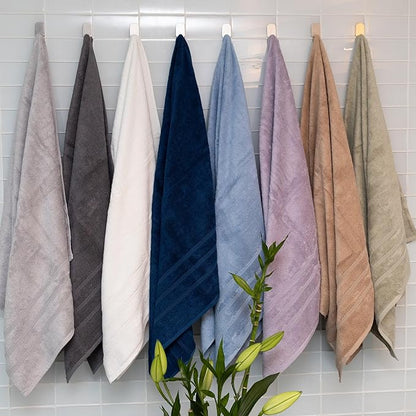 Mosobam Luxury Turkish Set of 2 Bath Towels 30X58 Lavender Aura Oversize 700 GSM Bamboo Viscose & Aegean Turkish Combed Cotton