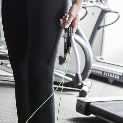 Bear KompleX - Speed Jump Rope - Adjustable Cross Training Boxing Fitness, Tangle-Free Skipping Rope Steel Cable 360° Swivel Bearings, Lightweight Aluminum Handles - Professional Size, Black Ice Color