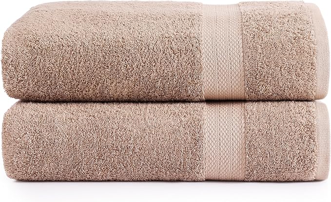 LANE LINEN 100% Cotton Bath Sheets Set of 2 (35"x66") - Ring Spun Cotton Extra Large Bath Towel Sets - Quick Dry, Soft & Absorbent Oversized Luxury Bathroom Towels Set- Sustainabaly Produced - Taupe