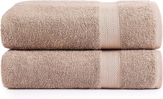 LANE LINEN 100% Cotton Bath Sheets Set of 2 (35"x66") - Ring Spun Cotton Extra Large Bath Towel Sets - Quick Dry, Soft & Absorbent Oversized Luxury Bathroom Towels Set- Sustainabaly Produced - Taupe