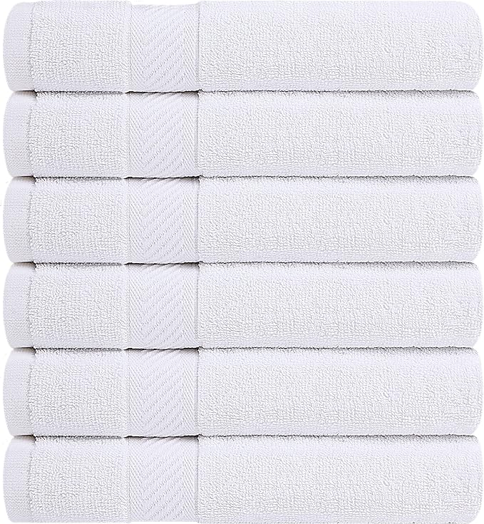 Utopia Towels 6 Pack Small Bath Towel Set, 22 by 44 Inches, 500 GSM 100% Ring Spun Cotton, Lightweight and Highly Absorbent Quick Drying Premium Towels for Hotel, Spa and Bathroom, White