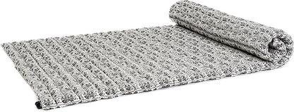 Leewadee - Kapok Roll Mat – Handcrafted Folding Sleep & Relaxation Mattress from Thailand, Ideal as Guest Bed, Camping Mat, Yoga Mat or Traditional Futon, 75 x 39 inches, Black White