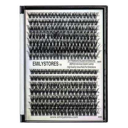 Lashes Extension Kit DIY 280pcs Lash Clusters Eyelash Extension Kit, 10-16mm Mix Sizes 80D Fluffy D Curl Individual Lashes Kit for DIY Eyelashes (80D Fluffy)