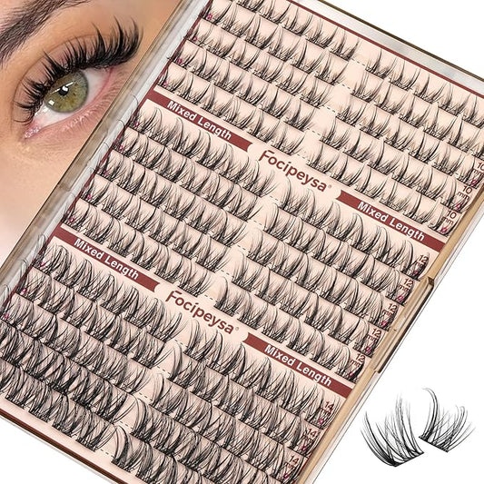 Focipeysa Lashes Wispy Cluster Lashes Natural Lash Clusters 10-16mm Eyelash Clusters Salon Effect Pestañas Postizas Naturales Fairy DIY Individual Eye Lashes Extensions Pack Spiky Lash