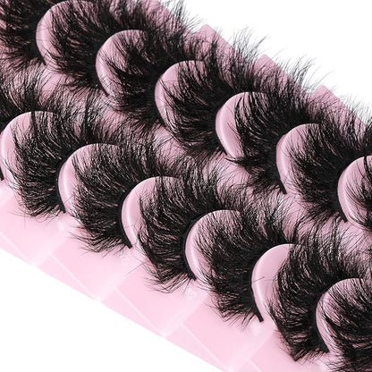 Mink Lashes 8D Volume Dramatic False Eyelashes Soft 20 mm 10 Pairs Pack Wispy FANXITON Faux Mink Eye Lashes