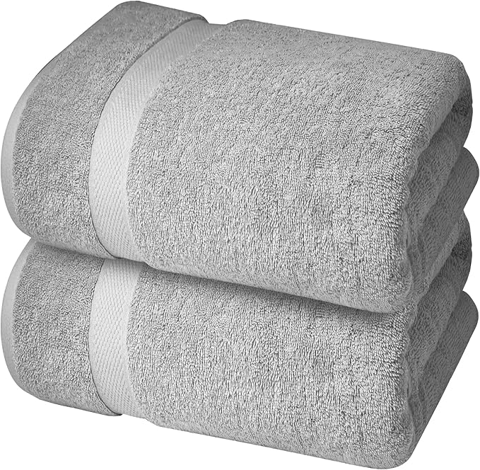 Infinitee Xclusives– Luxury Bath Sheets Towels – 2 Pack 600 GSM (35X70 Inches)– 100% Ring Spun Cotton Large Bath Towels for Bathroom (Charming Grey, Bath Sheet Pack of 2)