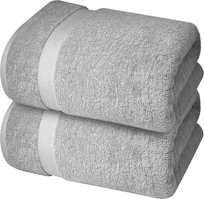 Infinitee Xclusives– Luxury Bath Sheets Towels – 2 Pack 600 GSM (35X70 Inches)– 100% Ring Spun Cotton Large Bath Towels for Bathroom (Charming Grey, Bath Sheet Pack of 2)
