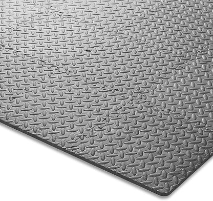 Philosophy Gym Pack of 36 Exercise Flooring Mats - 12 x 12 Inch Foam Rubber Interlocking Puzzle Floor Tiles - Gray