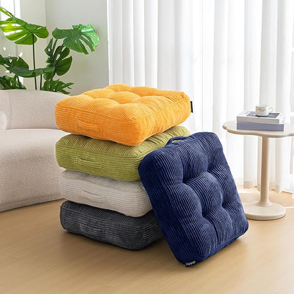 6" Washable Floor Pillow Cushion for Adults, Meditation Cushion Pillow, Large Square Floor Sitting, Removable Tufted Corduroy Cover, for Tatami Living Room or Yoga, 22x22 Inch, Machine Washable