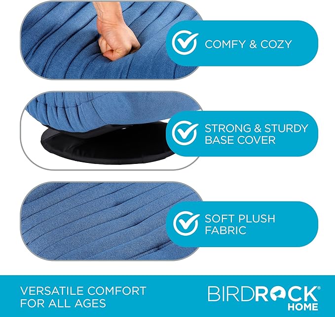 BIRDROCK HOME Swivel Floor Chair - 360 Adjustable Memory Foam Lounge Seat - Gaming - Comfortable Back Support - Cushion Dorm Rocker - Comfy for Reading Game Meditating - Fully Assembled (Blue)