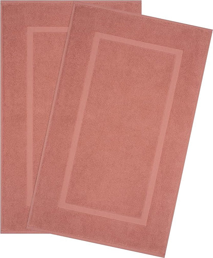 Cotton Paradise 100% Cotton Bath Mats for Bathroom Floor Set of 2 Pack, 20x34 Soft Absorbent Washable Quick Dry Tub Bathmat, Coral Towel Bath Mat