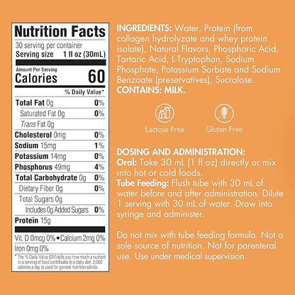 Liquid Collagen Peptides Type I, III 15 Grams Protein per Oz. |Prosource NoCarb Neutral 4 Bottles Pack Medtrition|