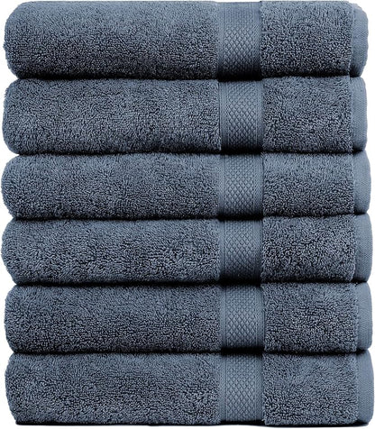 Pleasant Home Bath Towels Set of 6 (24” x 50”) 100% Cotton, 515 GSM | Lightweight, Soft & Absorbent Luxury Towels for Bathroom | for Gym, Pool & Spa | 6 Pack, Navy