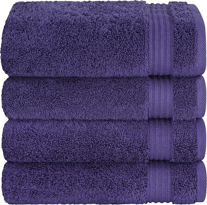 Cotton Paradise Hand Towels for Bathroom, 100% Cotton Turkish 4 Piece Hand Towel Set, Soft Absorbent Face Towels, Purple Hand Towels