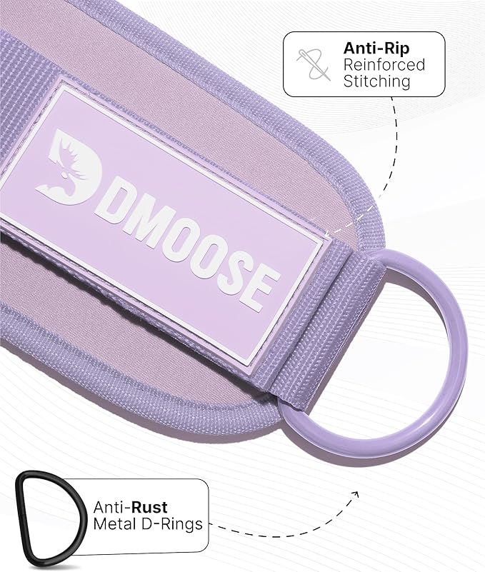 DMoose Fitness Ankle Straps for Cable Machines - One Size Fit with Premium Padding, Glute Kickback Ankle Strap for Women & Men, Cable Attachments for Gym, Booty Workouts, Leg Extension & Hip Abductors