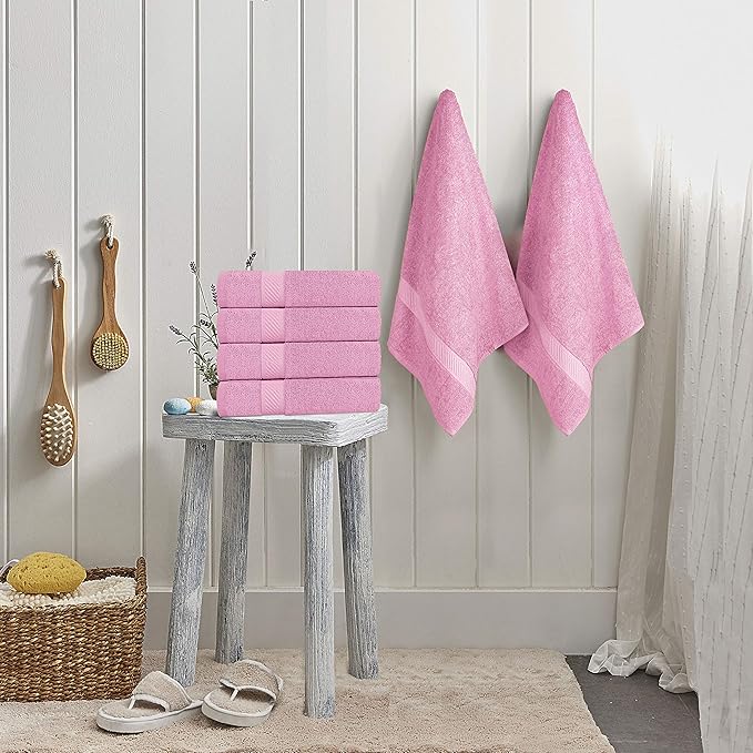 Utopia Towels 6 Pack Small Bath Towel Set, 22 by 44 Inches, 500 GSM 100% Ring Spun Cotton, Lightweight and Highly Absorbent Quick Drying Premium Towels for Hotel, Spa and Bathroom, Pink