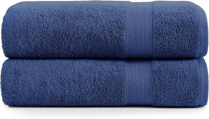 LANE LINEN 100% Cotton Bath Sheets Set of 2 (35"x66") - Ring Spun Cotton Extra Large Bath Towels Set - Quick Dry, Soft & Absorbent Oversized Towel Sets - Holds Well After Multiple Washes - Navy Blue